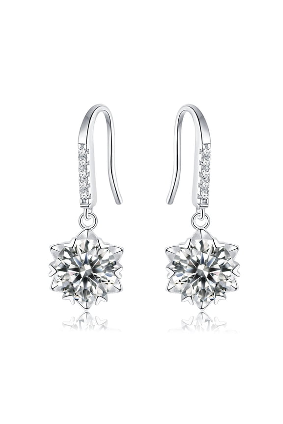 Dangle Drop Earrings for Women 0.5 to 1 Carat D Color VVS1 Moissanite Earrings S925 Sterling Silver Snowflake Dangle Earrings for Women Birthday Gift with Certificate