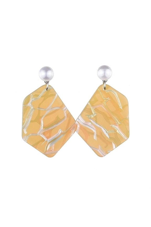 Multicolor Textured Iridescent Dangle Earrings Cellulose Acetate Pearl Acrylic Goldrod 46mm Pin 0.8mm P643
