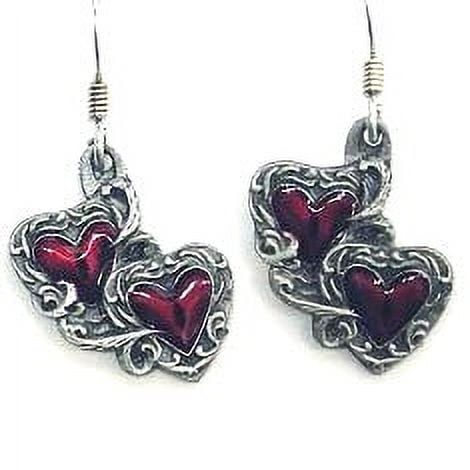 Double Hearts Dangle Earrings