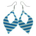 thumbnail image 1 of Dangle Earrings Light Blue & White Stripe Design Silver-Tone, 1 of 2
