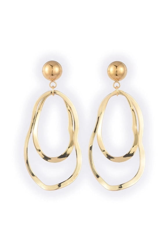 Dangle Earrings Linking Rings Stainless Steel Stud Earring Gold 39Mm 0.6Mm Z300