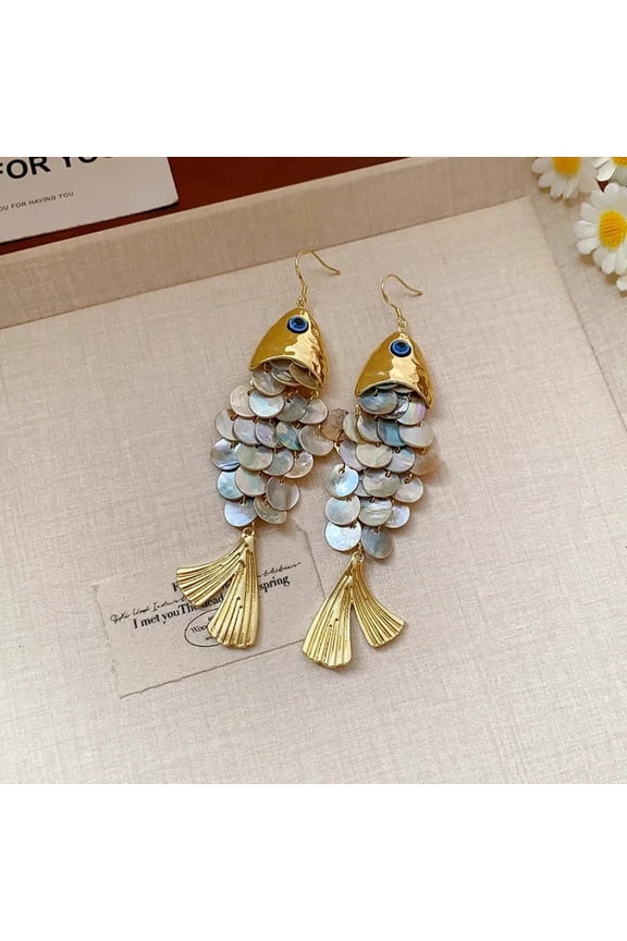 Dangle Earrings Novel Fish-shape Long Tassel Drop Earring