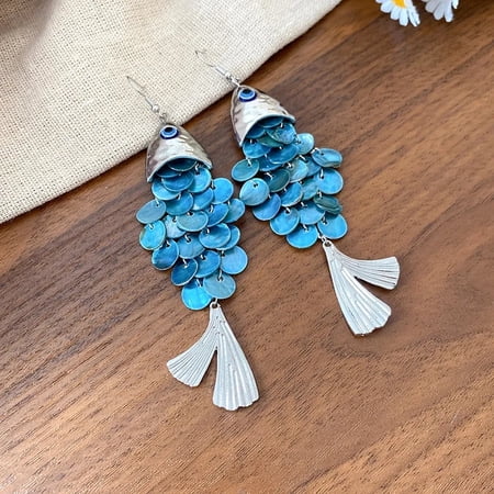 Dangle Earrings Novel Fish-shape Long Tassel Drop Earring
