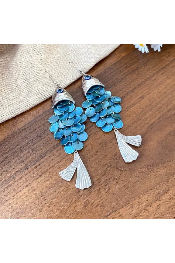 Dangle Earrings Novel Fish-shape Long Tassel Drop Earring