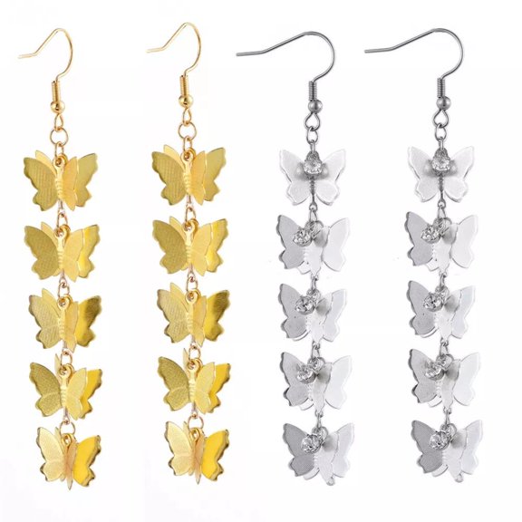 Hook Textured Dangle Earrings Pendant Stainless Steel Earring Hooks Butterfly Silver Z301