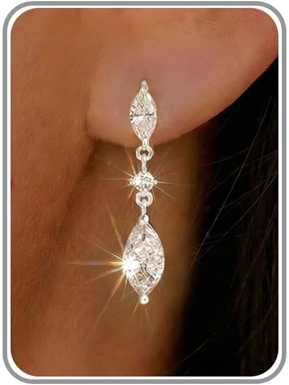 Dangle Earrings for Women – 14K Gold Plated/Silver Drop Earrings Sparkly CZ Gold Dangle Earrings Elegant Dangling Earrings for Wedding Bridal Prom Jewelry