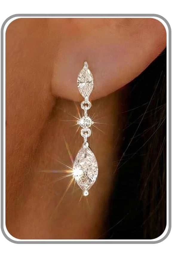 Dangle Earrings for Women – 14K Gold Plated/Silver Drop Earrings Sparkly CZ Gold Dangle Earrings Elegant Dangling Earrings for Wedding Bridal Prom Jewelry