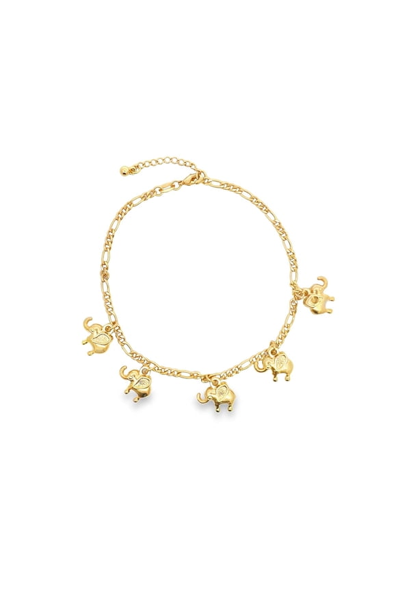 Dangle Large Elephant Charm Anklet (E196)