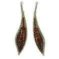 thumbnail image 1 of Dangle Leaf Shaped Earrings With Red & Iridescent Crystal Accents Gold-Tone, 1 of 2