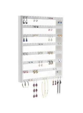 Large Long Hoop Dangle Earring Holder Organizer Jewelry Display Stand,  Laela - White