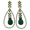 thumbnail image 1 of Dangle Tear Drop Earrings With Green Faceted Accents Gold-Tone, 1 of 2
