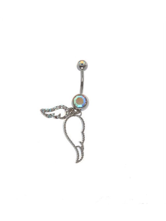 Dangle Wing Design With Jewels Naval Ring 14G 7/16"