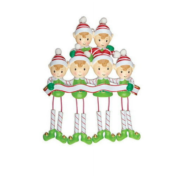 Dangleing Elf Family of 5 Personalized Christmas Ornament DO-IT-YOURSELF