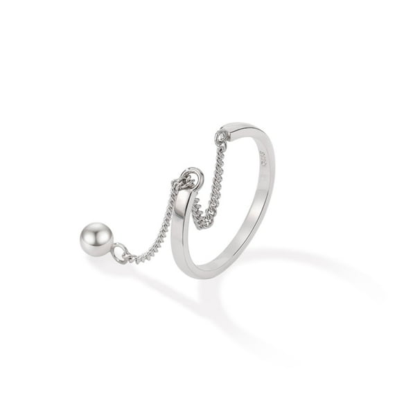 Dangling Ball Stacking Rings Sterling Silver 925 for Women Open Statement Ring Band