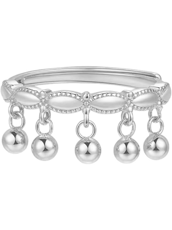 Dangling Ball Stacking Rings for Women Adjustable Open Minimalist Dangle Tassel Charm Geometric Round Statement Finger Rings Comfort Fit Promise Eternity Ring Band Fashion Jewelry Gifts BFF Xmas