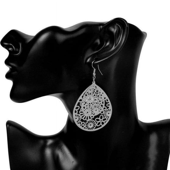 Dangling Floral Drop Earrings in White Gold for Woman Everyday Wear Special Occasion