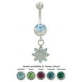 thumbnail image 1 of Dangling Flower Belly Button Ring with Cz Jewels, 1 of 1