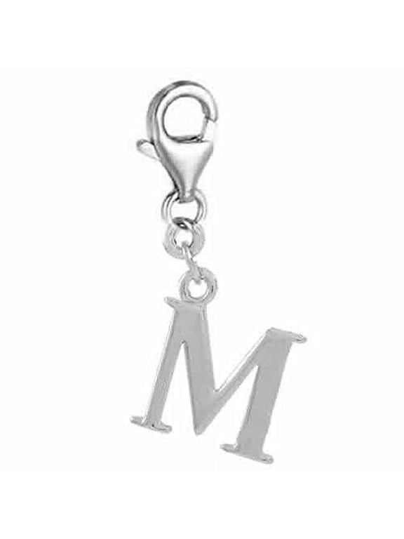 Dangling Letter M Clip on Pendant Charm for Bracelet or Necklace