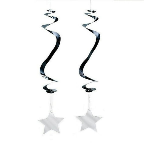 Dangling Silver Star Swirls (Dz) - Party Decor - 12 Pieces