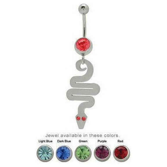 Dangling Snake Belly Ring with Cz Gems