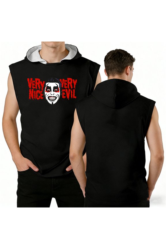 Danhausen Very Nice Very Evil Hooded Tank Tops Women Men Outdoor Sleeveless Hoodie Vest