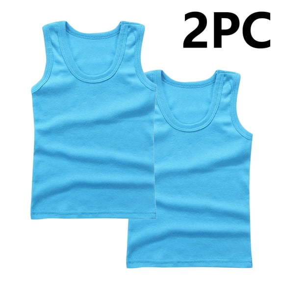 Danhjin 2 Pack Basic Tank Tops for Boys Girls Toddlers Summer Spring Crew Neck Tops Undershirt Solid Color Cute Sleeveless Casual Comfy Going Out Tops for Kids Unisex, 2 to 14T