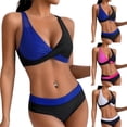 thumbnail image 1 of Danhjin 2 Piece Bikini Swimsuit Set for Women Faux Wrap Swimwear Summer Beach Fashion Bathing Suits Set Mid Waist Cute Color Matching Attractive Swiming Sun Swim Suits, 1 of 9
