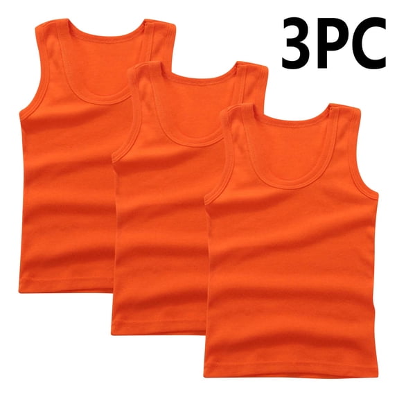 Danhjin 3 Pack Basic Tank Tops for Boys Girls Toddlers Summer Spring Crew Neck Tops Undershirt Solid Color Cute Sleeveless Casual Comfy Going Out Tops for Kids Unisex, 2 to 14T
