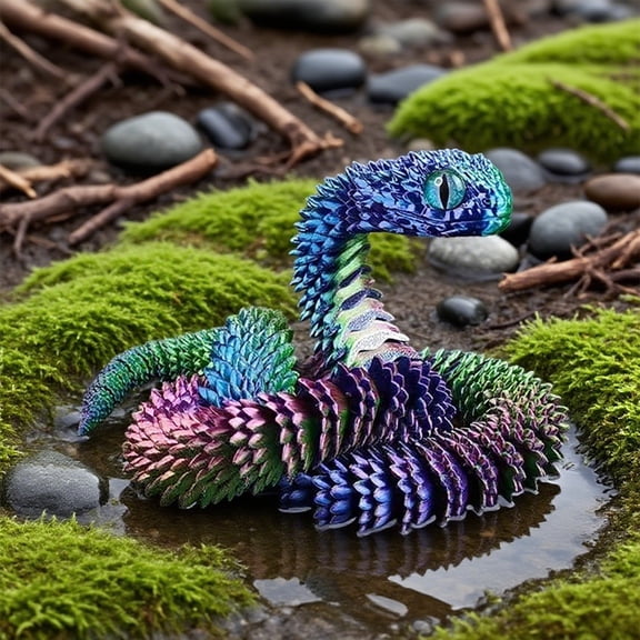 Danhjin 3D Printed Snake, Realistic Movable Joints Toy for Kids, Novelty Desktop Decor Figurine