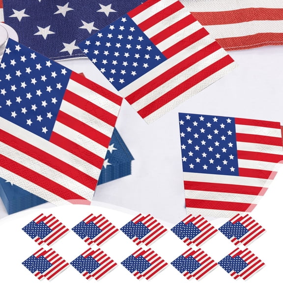 Danhjin 4th of July Napkins, Disposable Red White Blue Paper for Independence Day & Veterans Memorial Party Decorations