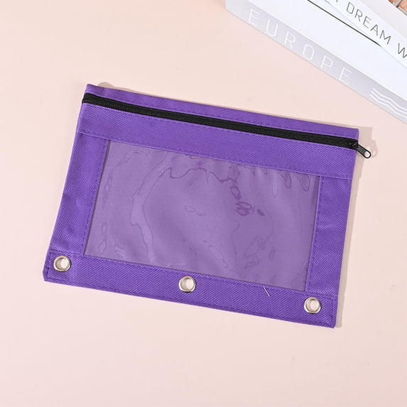 Danhjin 5PC Pencil Pouch for 3 Ring Binder, Cloth Layer Color Zipper Binder Pouch Large Capacity