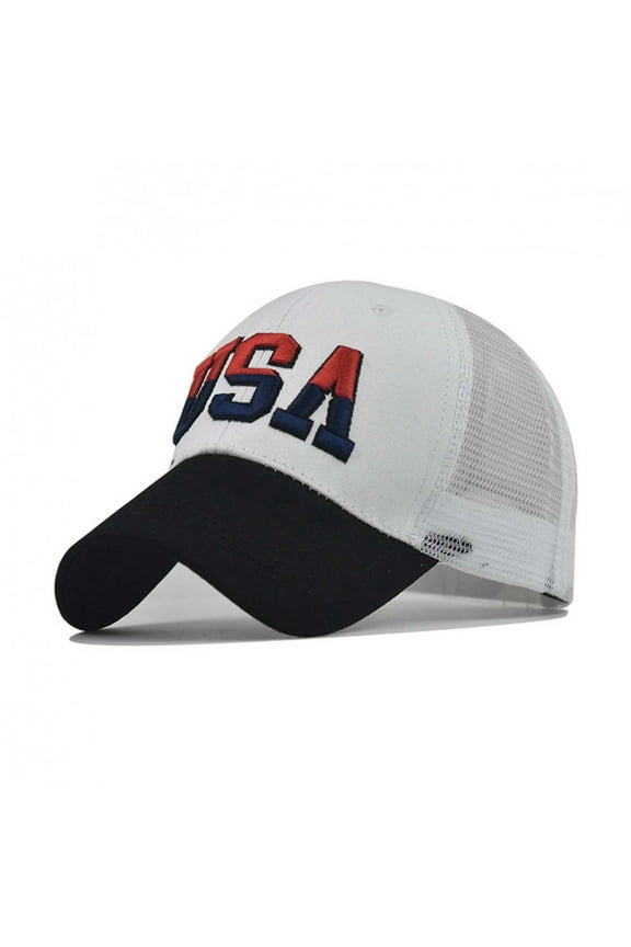 Danhjin American Flag Unisex Baseball Hat for Men and Women - USA Flag Mesh Snapback Flat Visor Cap Adjustable on