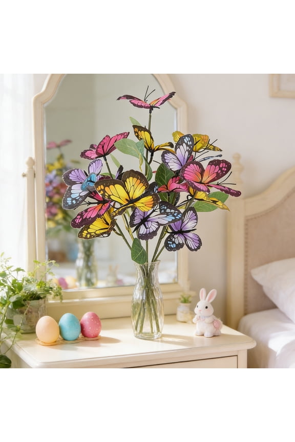 Artificial Flowers, Butterfly and Silk Flower Bouquets for Indoor Window Displays and Outdoor Festive Garden Decorations