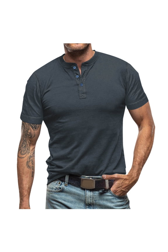 Athletic Shirts for Men Slim Solid Color Tops V Neck Short Sleeve Undershirt Button Up Running Gym Workout Jogging Pullover Stretchy Shirt Summer Spring Casual Comfy Outfit