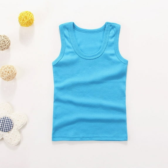 Danhjin Basic Tank Tops for Girls Toddlers Summer Spring Crew Neck Tops Undershirt Solid Color Cute Sleeveless Casual Comfy Going Out Tops for Kids, 2 to 14T