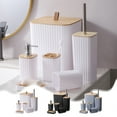 thumbnail image 1 of Danhjin Bathroom Accessory Set, 6 Piece Modern Bathroom Sets with Toilet Brush Trash Can Soap Dispenser, Complete Bathroom Sets Accessories for Vanity Countertop, 1 of 9