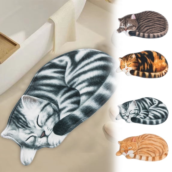 Danhjin Bathroom Rugs, 15.74x29.92in Bath Mat Antislip Pussy Theme Series Machines Washable Absorbent Fast Dry Waterproof Shower Mat for Bathroom Soft Toilet Mats