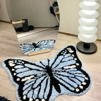 Danhjin Bathroom Rugs, Bath Mat Antislip Blue Butterflies Machines Washable Absorbent Fast Dry Waterproof Shower Mat for Bathroom Soft Toilet Mats