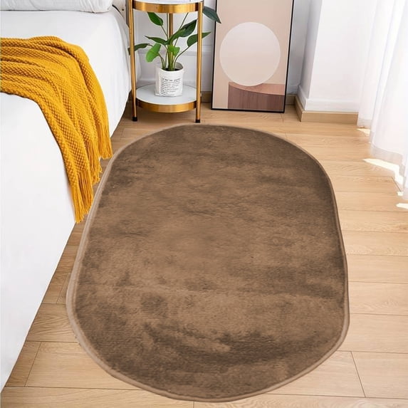 Danhjin Bathroom Rugs Non Slip Absorbent Shaggy Oval Washable Quick Dry Door Mat for Bathroom