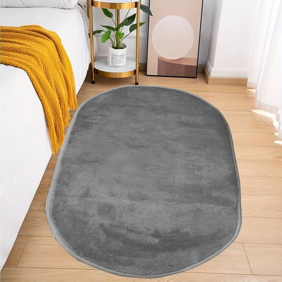 Danhjin Bathroom Rugs Non Slip Absorbent Shaggy Oval Washable Quick Dry Door Mat for Bathroom
