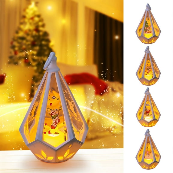 Danhjin Battery Operated Flameless Lantern, Luminous Portable Night Lanterns for Christmas Home Indoor Outdoor Window Festival Party Wedding Decoration, 3.78*3.78*6.3in