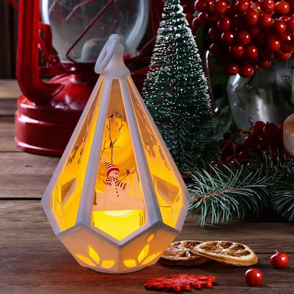 Danhjin Battery Operated Flameless Lantern, Luminous Portable Night Lanterns for Christmas Home Indoor Outdoor Window Festival Party Wedding Decoration, 3.78*3.78*6.3in