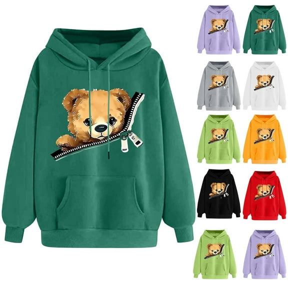 Danhjin Beige Sweaters for Women Cre W Neck Sweatshirt Pullover Hoodies Tops Cute Graphic Print Long Sleeve Blouse with Pocket