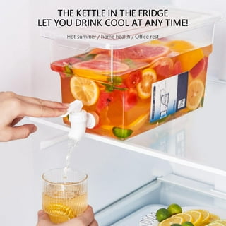 Austok Plastic Drink Dispenser,3.5L Slim Fridge Beverage Dispenser with  Spigot,Large Capacity Cold Water Pitcher,Fruit Drink Dispenser Beverage
