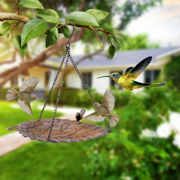 Danhjin Birds Feeder, Leaf Desginss Hanging Chain Feeder for Garden Decorative Craftss, Nature Inspired Birds Feeders for Outdoors Patio Yard Decoration