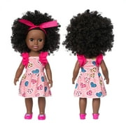 Danhjin Black Dolls 13.78in American African Girl Baby Doll for Kids Aged 2 3 4 5 6 7 Years Play Doll Reborn Baby Toy Doll - Life Size Soft Adjustable Perfect for Birthday - on Clearance