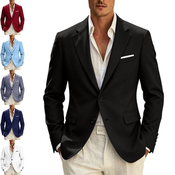 Danhjin Blazer Jackets for Men Lapel Button Down Business Casual Dress Suit Coats Office Work Formal Outwear