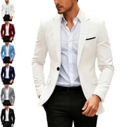 Danhjin Blazer Jackets for Men Lapel Button Down Slim Business Casual Dress Suit Coats Office Work Classic Formal Outwear
