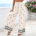 thumbnail image 1 of Danhjin Boho Pants For Womens Casual Wide Leg Loose Pants High Waisted Summer Beach Vacation Pants, 1 of 9