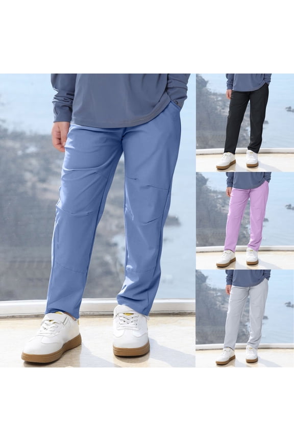 Boys Pants Spring and Summer Athletic Casual Pants Solid Color Slim Ank Le Binding Sweatpants with Pockets 3-14 Years